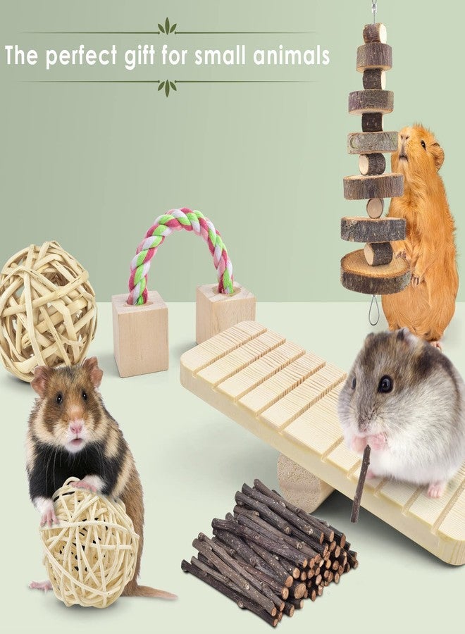 ERKOON New 12 Pack Hamster Chew Toys Gerbil Rat Guinea Pig Chinchilla Chew Toys Accessories, Natural Wooden Dumbbells Exercise Bell Roller Teeth Care Molar Toy for Rabbits Bird Rabbits Hamster Gerbil - Image 4